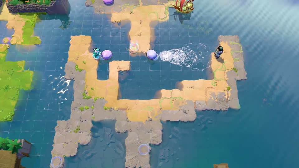 The two launched stones approach one another beneath the checkpoint.