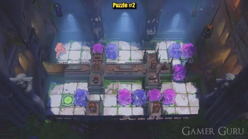 Red hero above two crowded corridors joined on the right, with the circle at the lower left