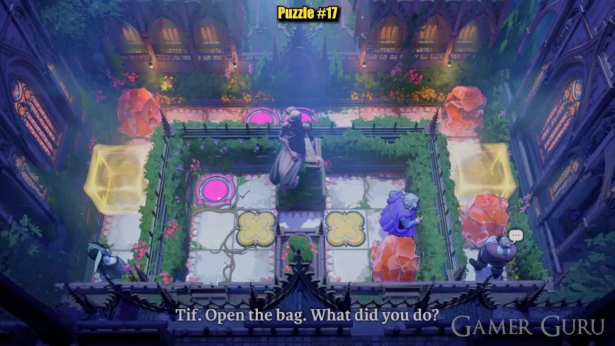 Three heroes around an inner chamber, with two plates, two side gates and three target circles