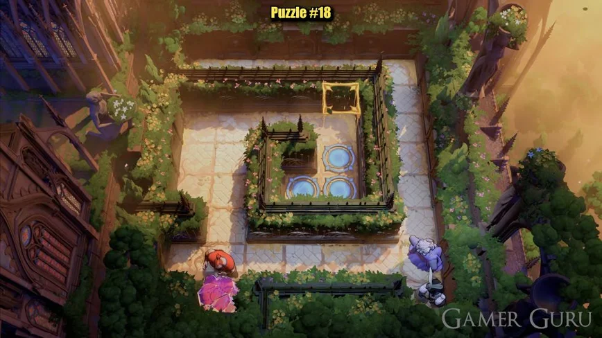 Red has pushed the crystal down onto the flower plate and the upper-right gate is open