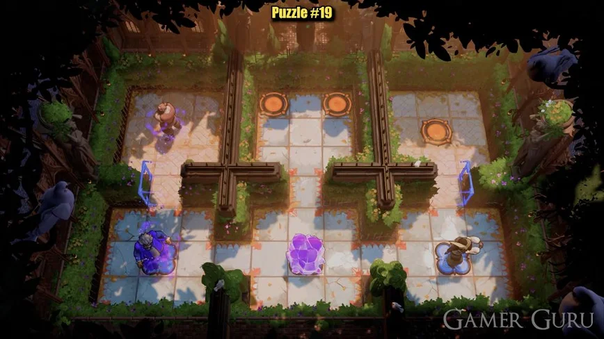 Purple exchanges from the left room with red on the left plate, keeping that plate occupied