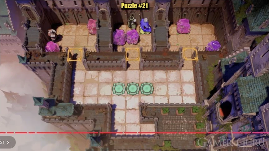 Green has pulled the new crystal into the middle room’s center, below green at top-middle