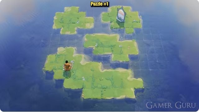 After the second transfer, the Trader reaches the gold exit on the southwest island.