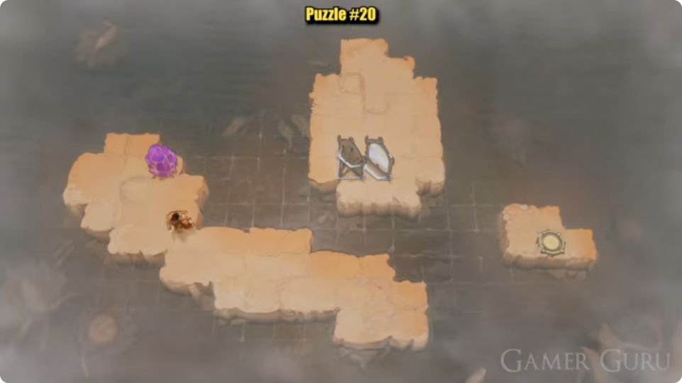 The purple crystal has been pushed to the northern edge of the southwest island.