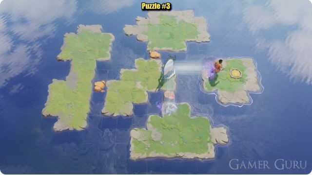 The mirror remains on the central island’s eastern side as the character transfers from the southern light to the eastern exit island.