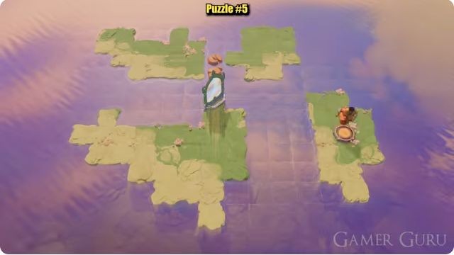 With the mirror on the southwest island, the character has reached the eastern gold circle.